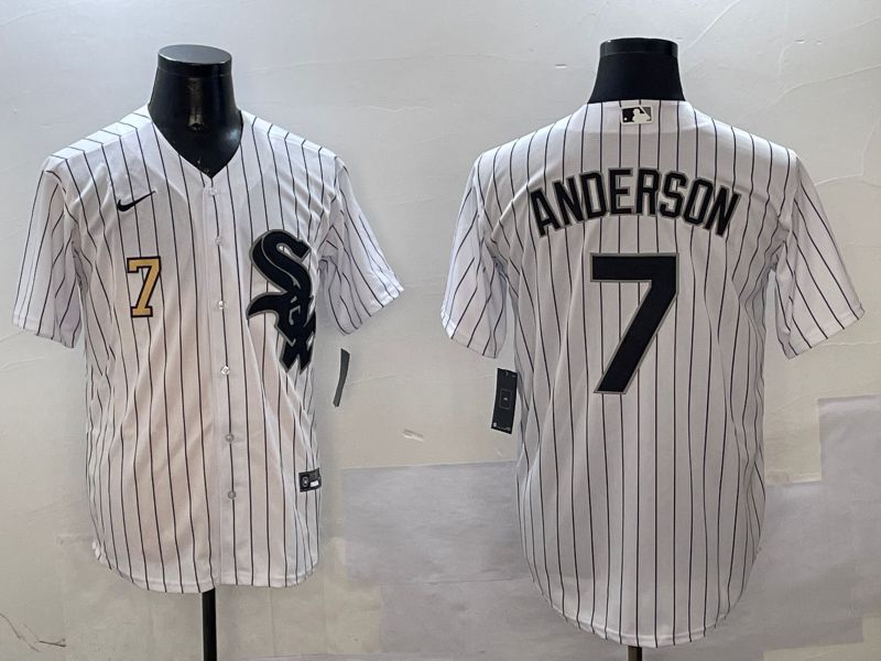 Men Chicago White Sox #7 Anderson White Stripe Game 2025 Nike MLB Jersey style 4